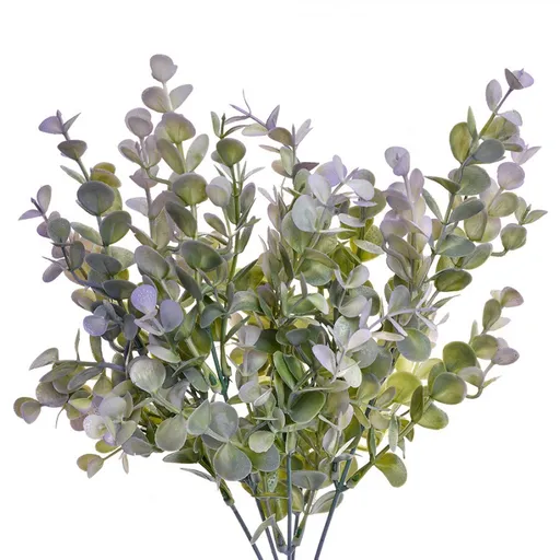 Dekorace zelená umělá rostlina s nafialovělými listy - 12*12*35 cm 6PL0251