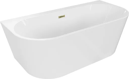 MEXEN/S Oval+ volně stojící vana przyścienna 170 x 80, bílá, sifon a přepad zlatá 52681708000-50