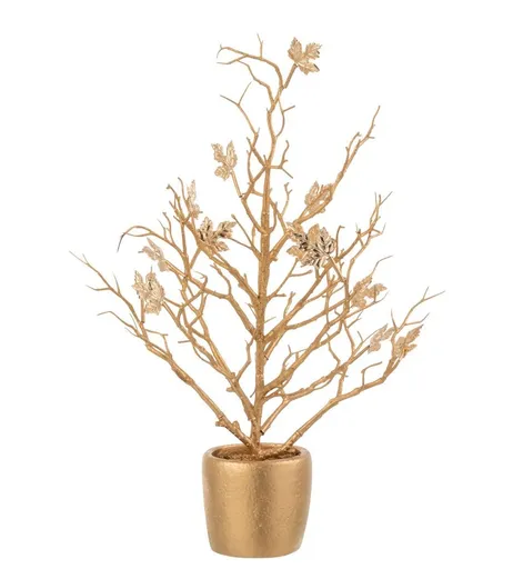 Zlatý dekorační stromek se třpytivými lístky Tree Glitt - 15*15*44 cm 6875