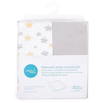 CEBA Potah na přebalovací podložku 50 × 70 – 80 cm 2 ks - Light Grey+Yellow Stars (5907672330136)