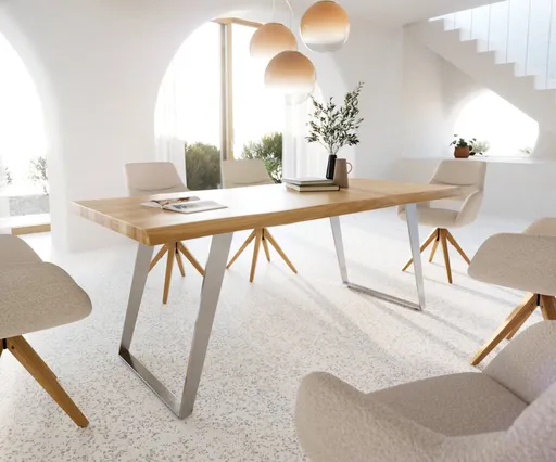 Jídelní stůl Edge 200x100 dub přírodní nerezová ocel šikmý Live