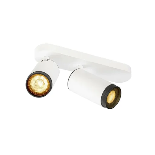 BIG WHITE (SLV) GRIP! L SPOT CL, double, QPAR51, stropní svítidlo pro povrchovou montáž, válcové, 2 x max. 6 W, bílé / černé 1009096