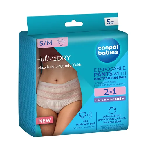 Canpol babies Jednorázové poporodní kalhotky s vložkou 2v1 S/M 5 ks