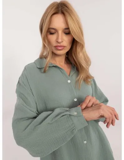 Pistáciová mušelínová košile s límečkem SUBLEVEL