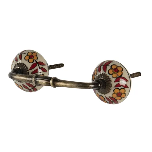 Žluto červené madlo Audrey s bílým podkladem - 14*4*3 cm Clayre & Eef