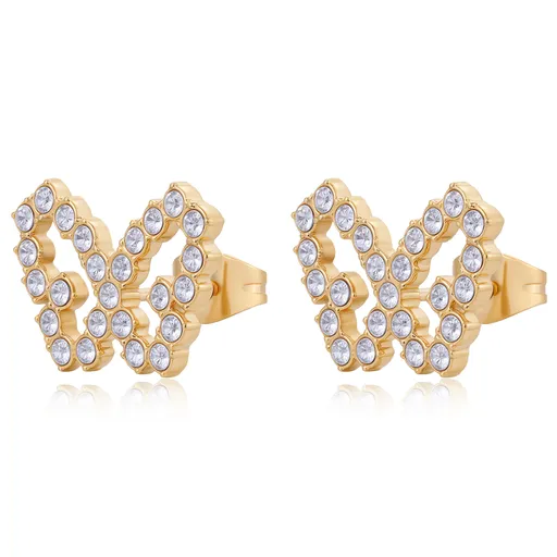 S'Agapõ Pozlacené motýlové náušnice s krystaly Twinkle SWN30