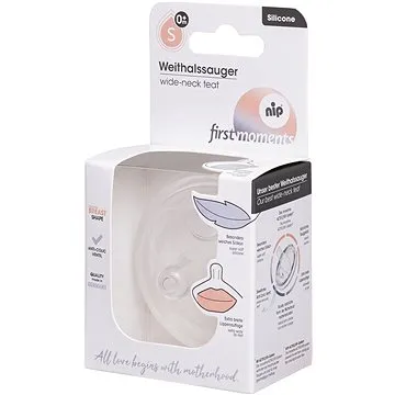 Nip First Moments dudlík na široké hrdlo, silikon, novorozenecký, průtok S (4000821336001)