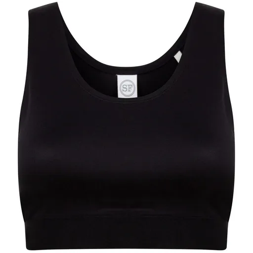 SF (Skinnifit) Dívčí crop top na ramínka - Černá / černá | 11-12 let