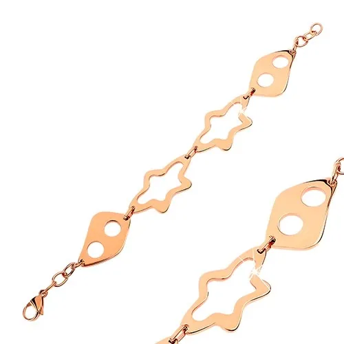 Náramek z chirurgické oceli měděné barvy, velké nepravidelné články