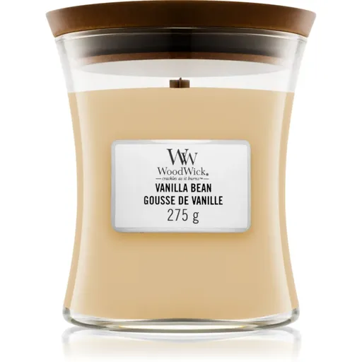 Woodwick Vanilla Bean vonná svíčka s dřevěným knotem 275 g