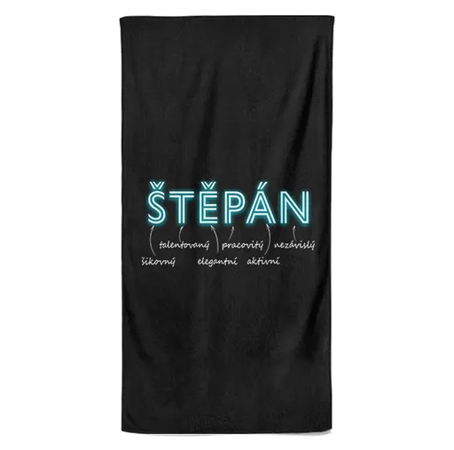 Osuška Mužská jména – NEON (Jméno: Štěpán, Velikost osušky: 70x140cm)