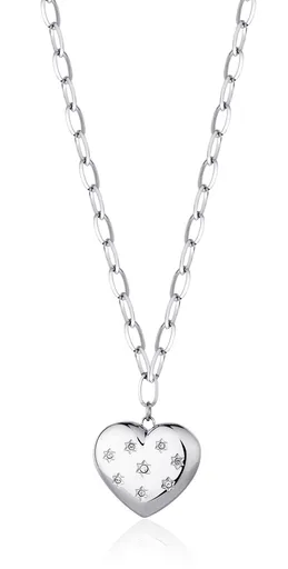S'Agapõ Ocelový náhrdelník Srdce s krystaly Stellar SSE04