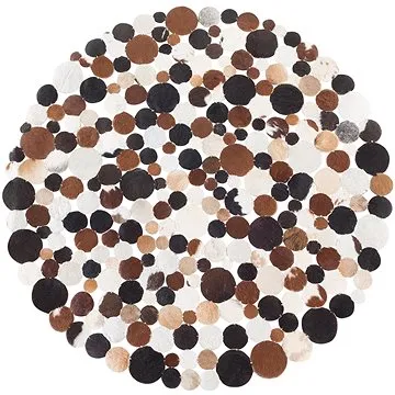 Hnědý kožený patchwork koberec ? 140 cm SORGUN, 58228 (beliani_58228)