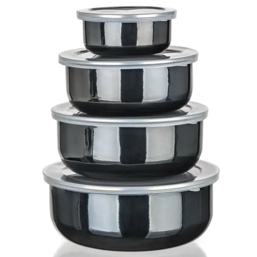 Banquet Sada smaltovaných misek METALLIC Black, 8 ks