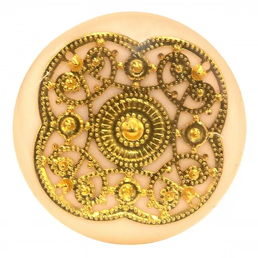 Béžová úchytka se zlatým ornamentem Orae - Ø 3 cm 64998