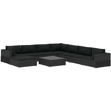 9dílná zahradní sedací souprava s poduškami polyratan černá 46776 46776 (46776)