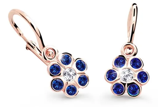 Cutie Jewellery Dětské náušnice z růžového zlata C1737-10-X-4 modrá