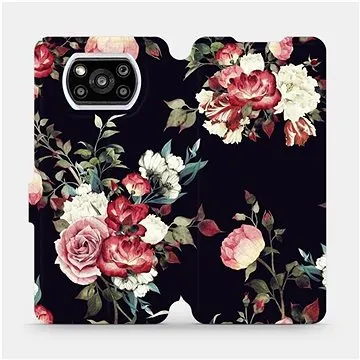 Flipové pouzdro na mobil Xiaomi Poco X3 Pro - VD11P Růže na černé (5903516704446)