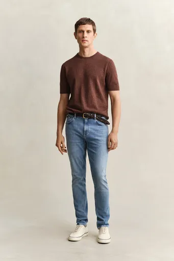 DŽÍNY GANT EXTRA SLIM ACTIVE RECOVER JEANS SEMI LIGHT BLUE WORN IN