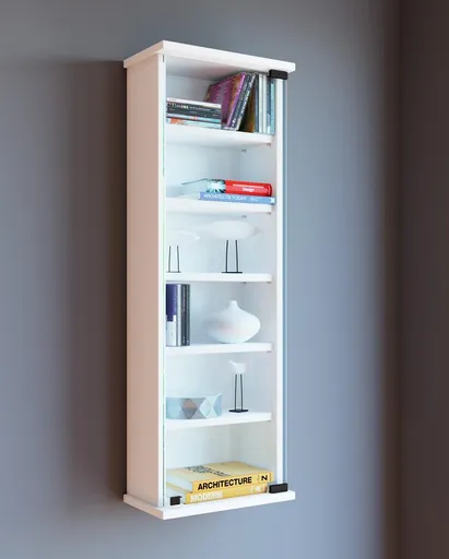 VCM Nástěnná vitrína Loposa na 150 CD, bílý