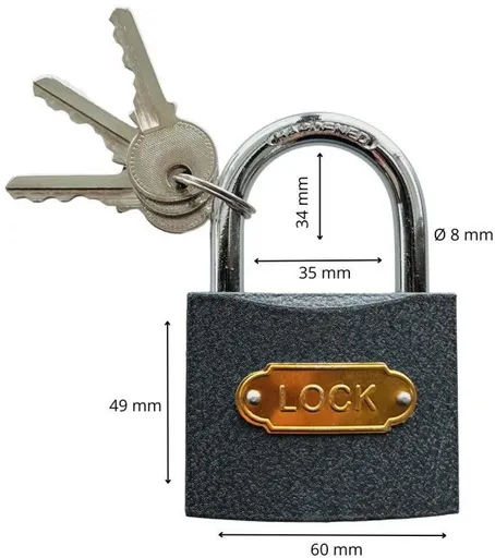 Zámek visací ocelový, 60 mm (123260)