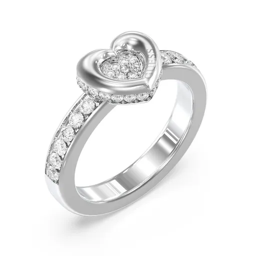 Guess Něžný ocelový prsten Srdce s krystaly L.O.V.E. JUBR05464JWRH 52 mm