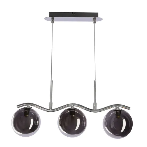 Závěsná lampa LUMOS 3x20W G9 chromované skleněné stínidlo 14 cm grafitové moderní elegantní svítidlo obývací pokoj jídelna kuchyň glamour