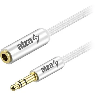 AlzaPower AluCore Audio 3.5mm Jack (M) to 3.5mm Jack (F) 1m stříbrný (APW-CBA3JF01S)