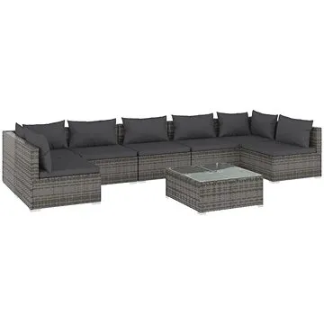 8dílná zahradní sedací souprava s poduškami polyratan šedá, 3101901 (3101901)