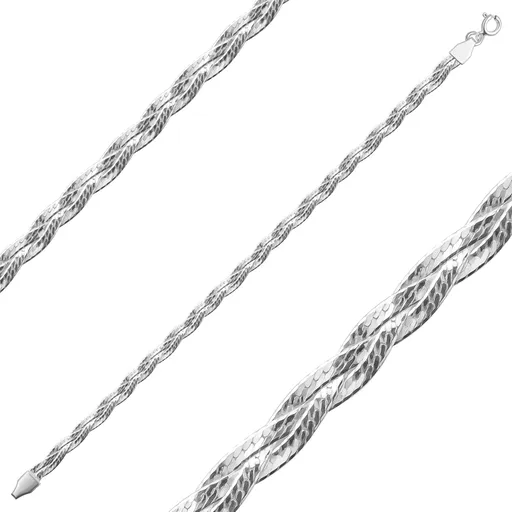 Stříbrný náramek 925 - proplétané ploché řetízky