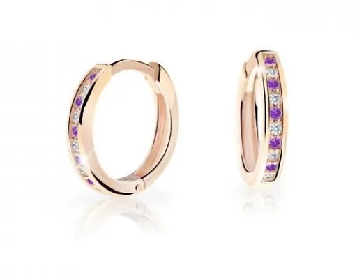 Cutie Jewellery Nadčasové kruhové náušnice z růžového zlata C3343-80-X-4 fialová