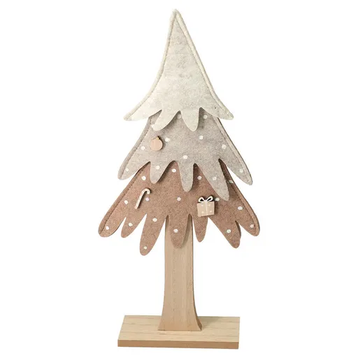 Filcová vánoční dekorace STROMEK béžový 34 cm