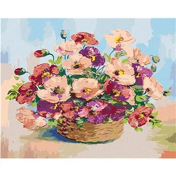 Zuty - Malování podle čísel - PROUTĚNÝ KOŠÍK VLČÍHO MÁKU, 80x100 cm, vypnuté plátno na rám (HRAmmb08323nad)