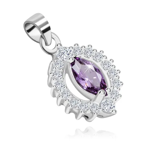 Přívěsek ze stříbra 925, zirkonové zrnko fialové barvy s čirým lemem
