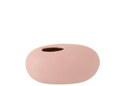 Světle růžová keramická oválná váza Matt Pink L - 24,5*14,5*13 cm J-Line by Jolipa