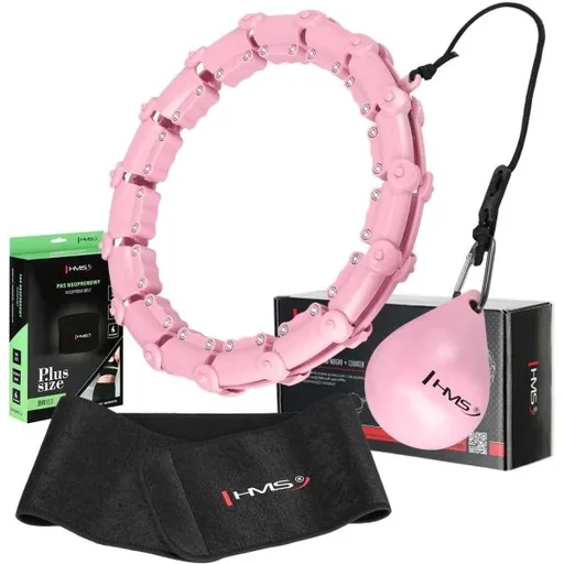 HMS SET HHW11 PLUS SIZE + BR163 PLUS SIZE Sada masážní obruče se závažím a zeštíhlujícího pásu, růžová, velikost