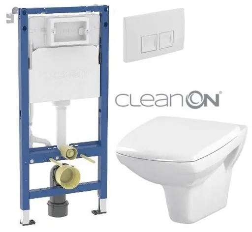 Geberit Duofix tlačítko DELTA50 bílé WC CERSANIT CARINA CLEANON + SEDÁTKO 458.103.00.1 50BI CA1