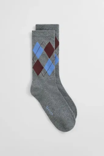 PONOŽKY GANT ARGYLE CHECK SOCKS CHARCOAL MELANGE
