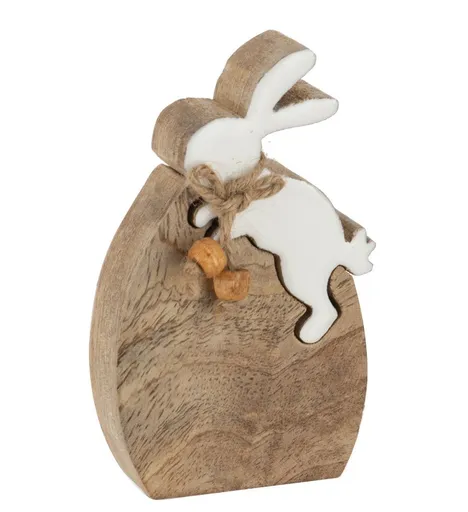 Dřevěná velikonoční dekorace Vajíčko se zajíčkem - 11*2,5*7 cm J-Line by Jolipa