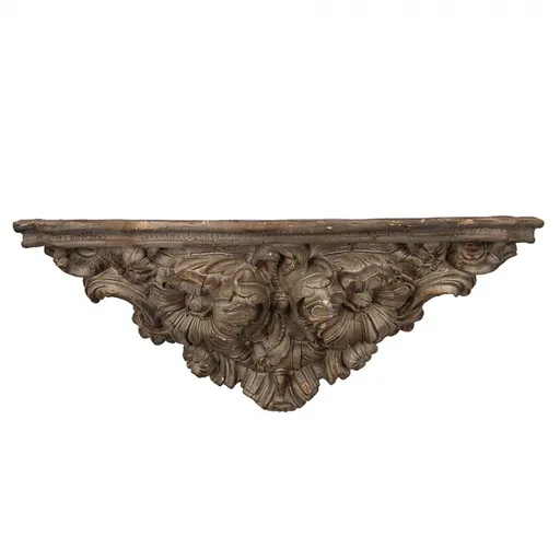 Hnědá nástěnná dekorační police s ornamenty Solangée - 73*21*29 cm Clayre & Eef