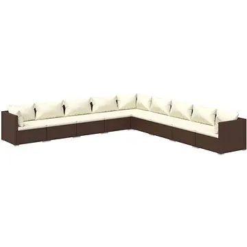 9dílná zahradní sedací souprava s poduškami polyratan hnědá, 3101786 (3101786)