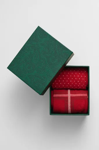 PONOŽKY GANT CHECK AND DOT SOCKS 2-PACK GB CHERRY RED