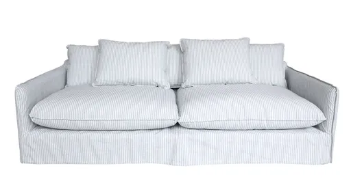 Přírodní lněná pruhovaná pohovka s 5ti polštáři Malo - 220*95*75 cm Chic Antique