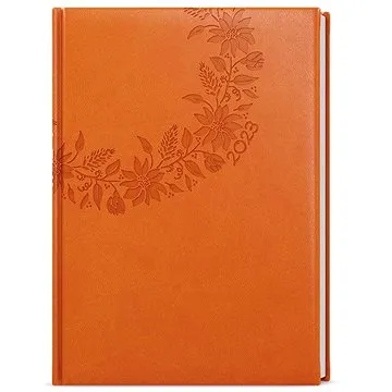 Týdenní diář 2023 Oscar Vivella s ražbou Oranžová Květy