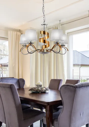 Závěsná lampa chrom/zlatý 5xE14 lustr Denis