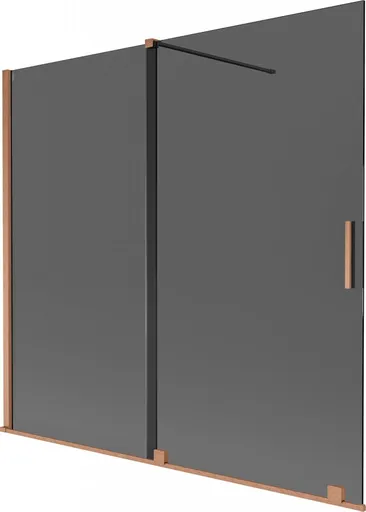 MEXEN/S Velar dvoukřídlá posuvná vanová zástěna 170 x 150, grafit, měď kartáčovaná 896-170-000-41-65