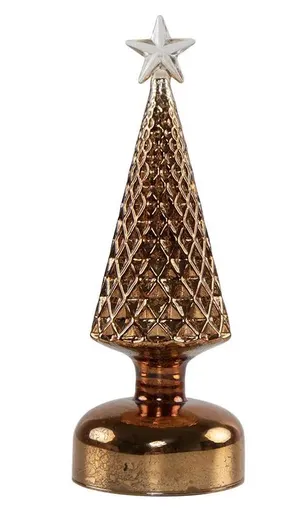 Bronzový svítící skleněný vánoční stromek Led L - Ø 8*30 cm Mars & More