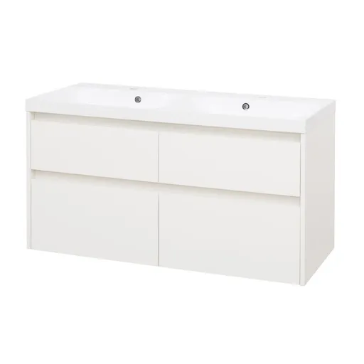 Mereo Opto, koupelnová skříňka s umyvadlem z litého mramoru 121 cm, bílá CN913M