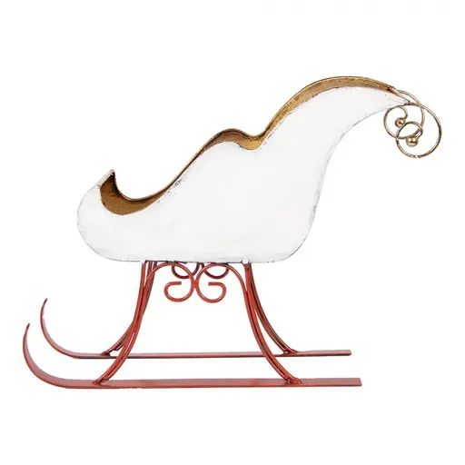 Bílo-zlaté kovové sáně Christmas Sleigh - 38*15*28 cm Clayre & Eef