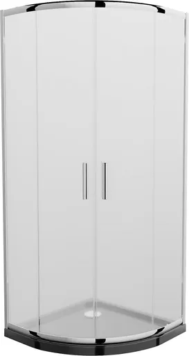 MEXEN/S Rio čtvrtkruhový sprchový kout 80 x 80, mráz, chrom + vanička se sifonem Flat, černý 863-080-080-01-30-4170